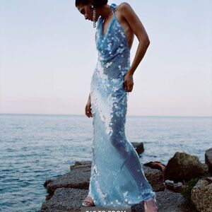 Rat & Boa Light Blue Sequin Maxi Dress